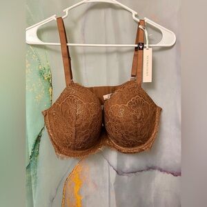 NWT- Victoria's Secret Padded Push-Up Bra Gold Sparkle Trim 
Size: 38D